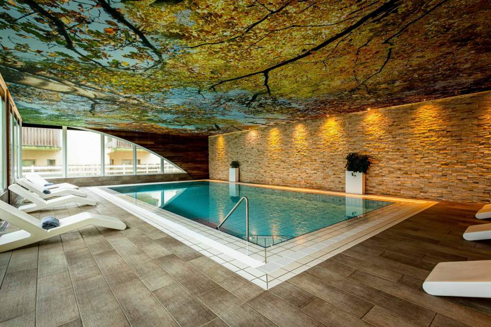 Swimming pool at l'Orée du Bois - Vittel, Charming Hotel &amp; Spa at Vittel, in the Vosges